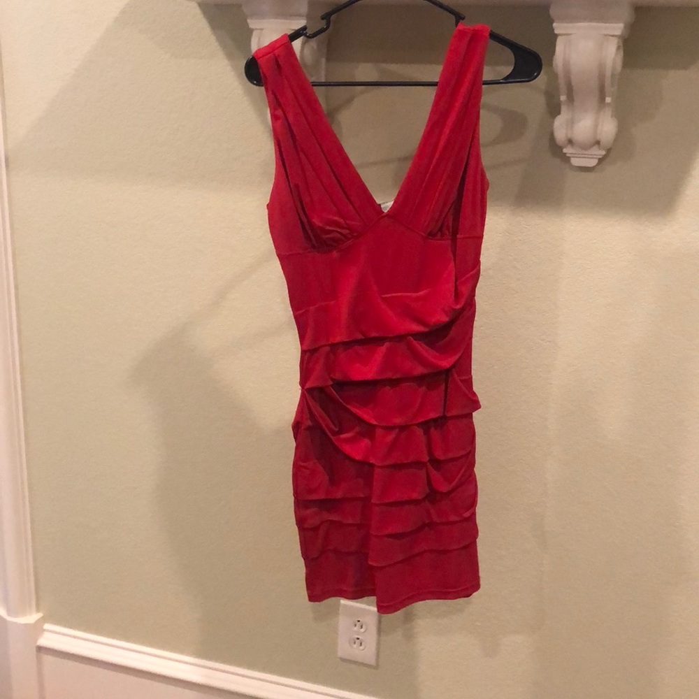 Red mini cocktail dress